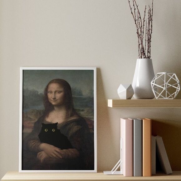 Mona Lisa Black Cat Print - Picture 4 of 4